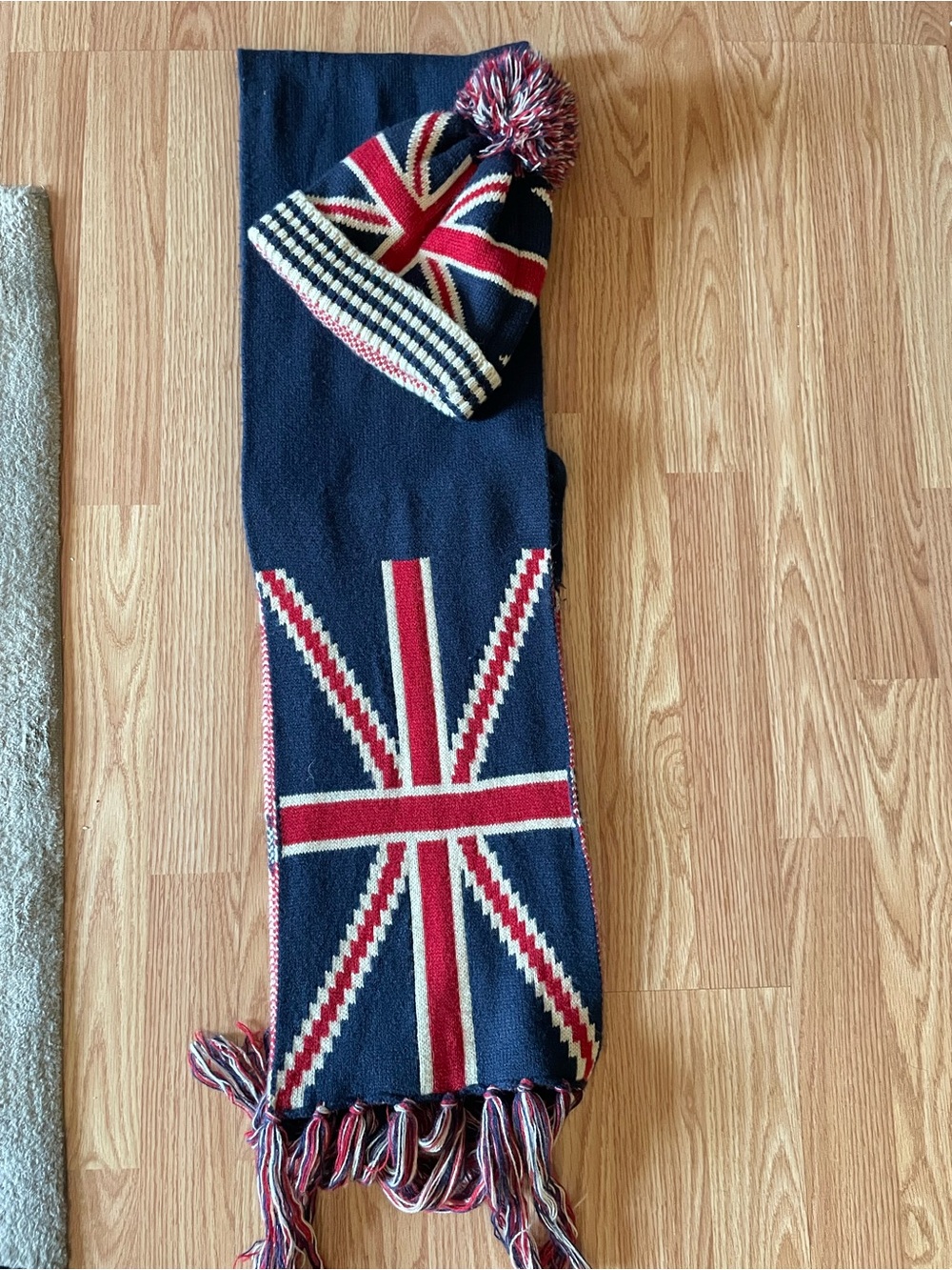 Union Jack Knit Scarf - Navy, Red & White